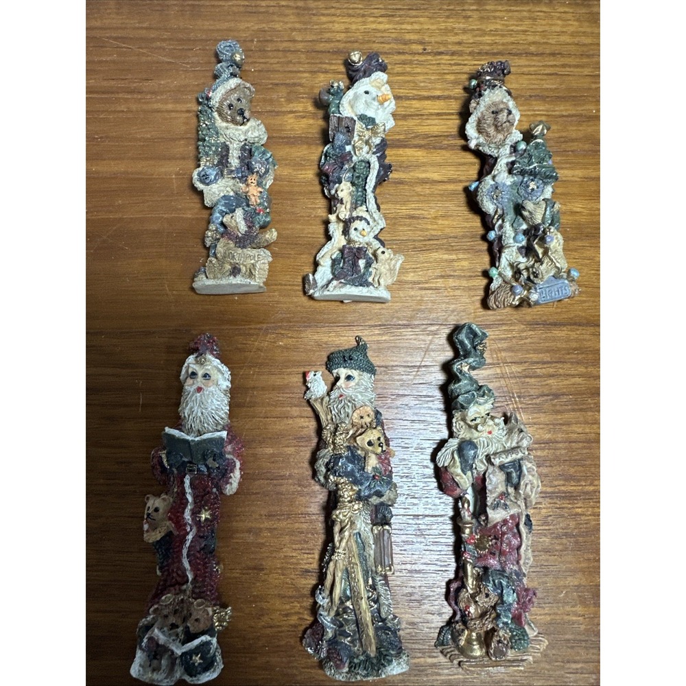 Set Of 6 Boyds Bears & Friends Vintage Refrigerator Magnet Resin Christmas Theme